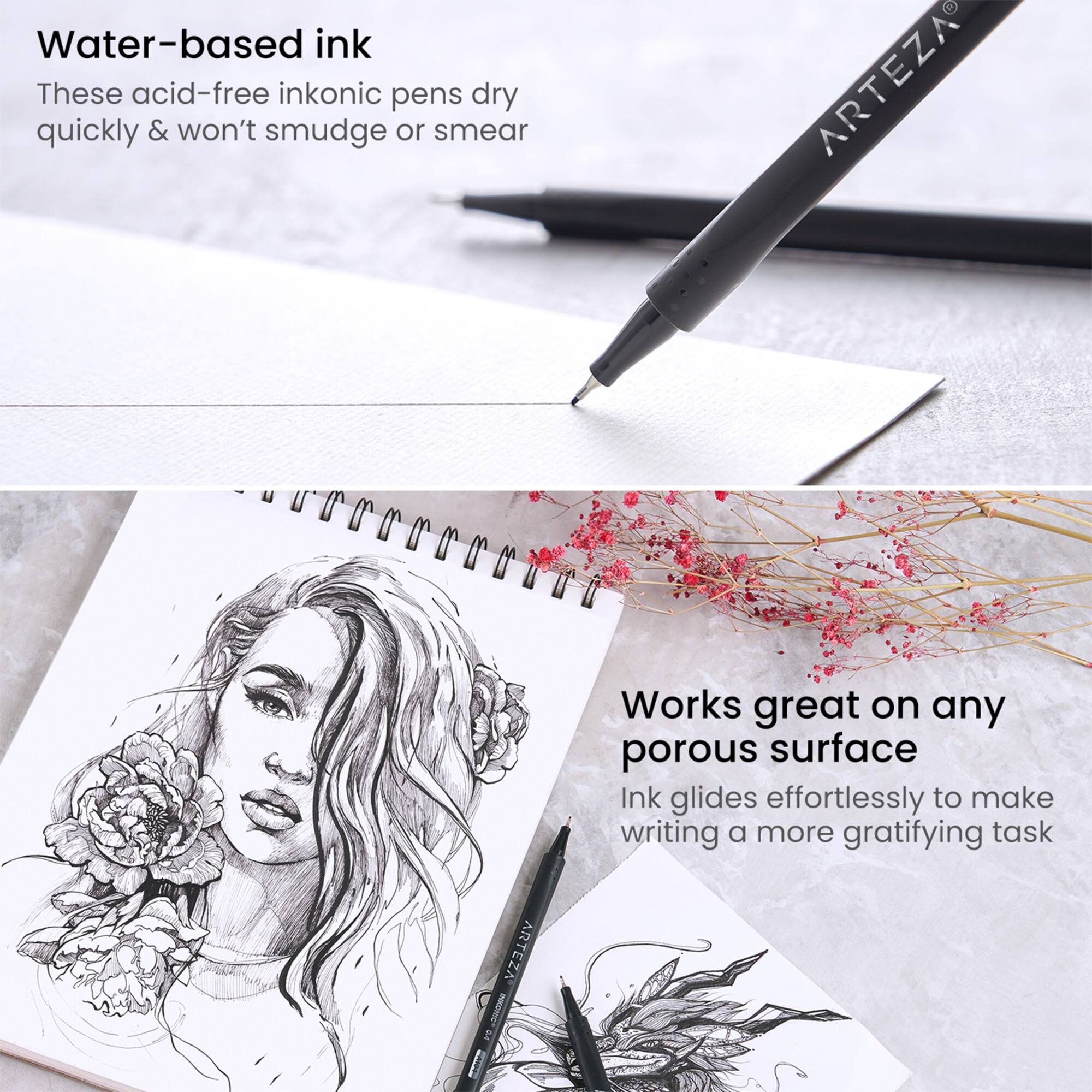 Arteza® Inkonic® 0.4mm Black Fineliner Pens, 12ct.